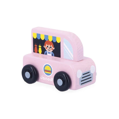Dieses kleine rosa Holzauto ist ein Foodtruck für Kinder ab 12 Monaten. Es ist leicht zu greifen und fördert spielerisch die Fantasie und Kreativität. Ideal zum Kombinieren mit Spielteppichen aus der Cross Roads Kollektion. Hergestellt aus FSC™-zertifiziertem Holz aus nachhaltiger Forstwirtschaft. Perfekt für kleine Feinschmecker!