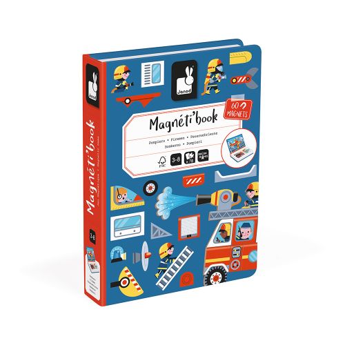 Das Magneti'book Feuerwehr begeistert Kinder ab 3 Jahren, indem es sie spielerisch zu kleinen Feuerwehrleuten macht. Mit 60 Magneten und 18 Vorlagenkarten können Kinder eigene Geschichten erfinden und ihre Kreativität frei entfalten. Das handliche Buchformat ist ideal zum Mitnehmen und fördert gleichzeitig die motorischen Fähigkeiten. Hergestellt aus FSC™-zertifizierter Pappe und sicheren Materialien, bietet dieses Lernspiel Spaß und fördert die Fantasie auf sichere Weise.