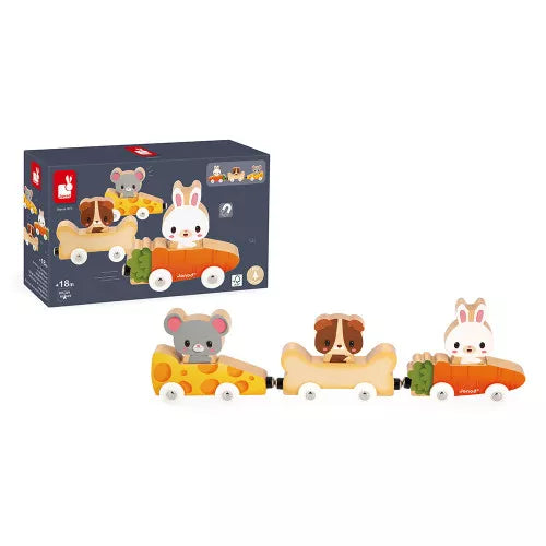 Beschreibung

Auf dem Bauernhof ist was los! Die Autos und Tiere aus Holz dieses Magnetspiels versprechen rasante Rennen für Babys ab 18 Monaten. Dieses Spielzeug fördert die motorischen Fähigkeiten, die Vorstellungskraft und das logische Denkvermögen von Kindern. Auf dem Bauernhof fahren kleine und große Tiere gerne Wettrennen!

Dieses Magnetspielzeug besteht aus 3 Autos (Karotte, Knochen und Käse) und 3 Holzfiguren (Hase, Hund und Maus). Babys können ihr logisches Denkvermögen trainieren, indem sie jedes 