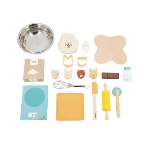 Beschreibung

Oh, was für ein Duft strömt da aus der Miniküche der Kinder! Für kleine Feinschmecker, die gerne in mit dem Geschirr spielen, gibt es nichts Besseres als dieses Holzzubehör zum Backen wie die Großen! In diesem kleinen Atelier findet sich alles, was es braucht, um der Fantasie freien Lauf zu lassen und renommierter Konditor zu spielen! 