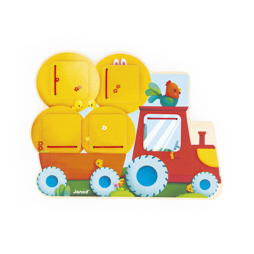 Beschreibung

Wer versteckt sich im Traktor? Und in dem Anhänger? Baby wird es schnell herausfinden, wenn es die Klappen dieses Traktor-Versteckspiels aus Holz öffnet!

Dieses ab 12 Monaten geeignete Material ist wie ein Puzzle aufgebaut. Das Besondere daran sind die 5 Fenster, die sich öffnen lassen, um die niedlichsten Tiere auf dem Bauernhof zu entdecken! Die Fenster sind für die Kleinsten leicht zu handhaben und schließen sich dank der Gummibänder von selbst. 