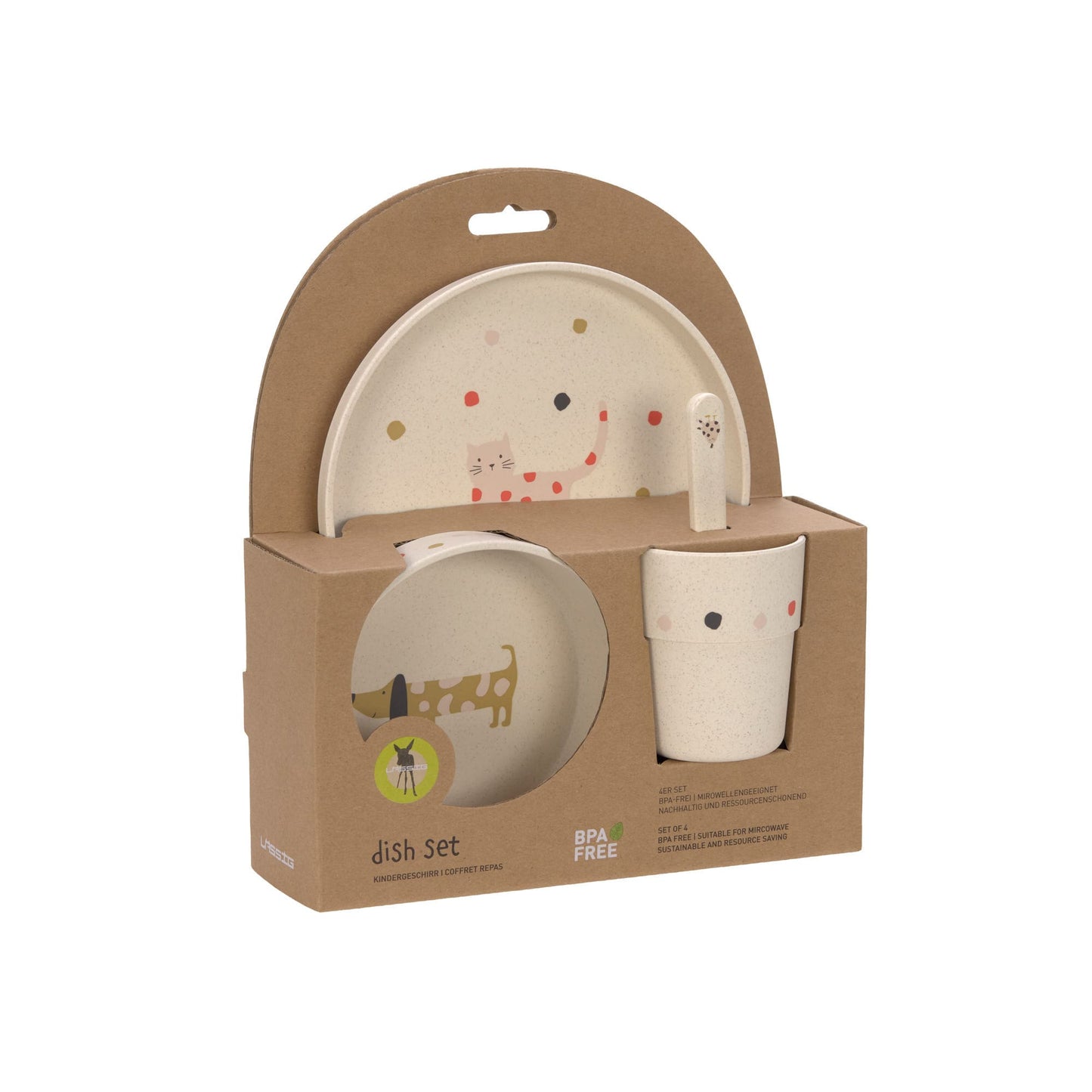 Dish Set PP/Cellulose Little Mateys spicy orange (Plate, Bowl, Mug, Spoon)
