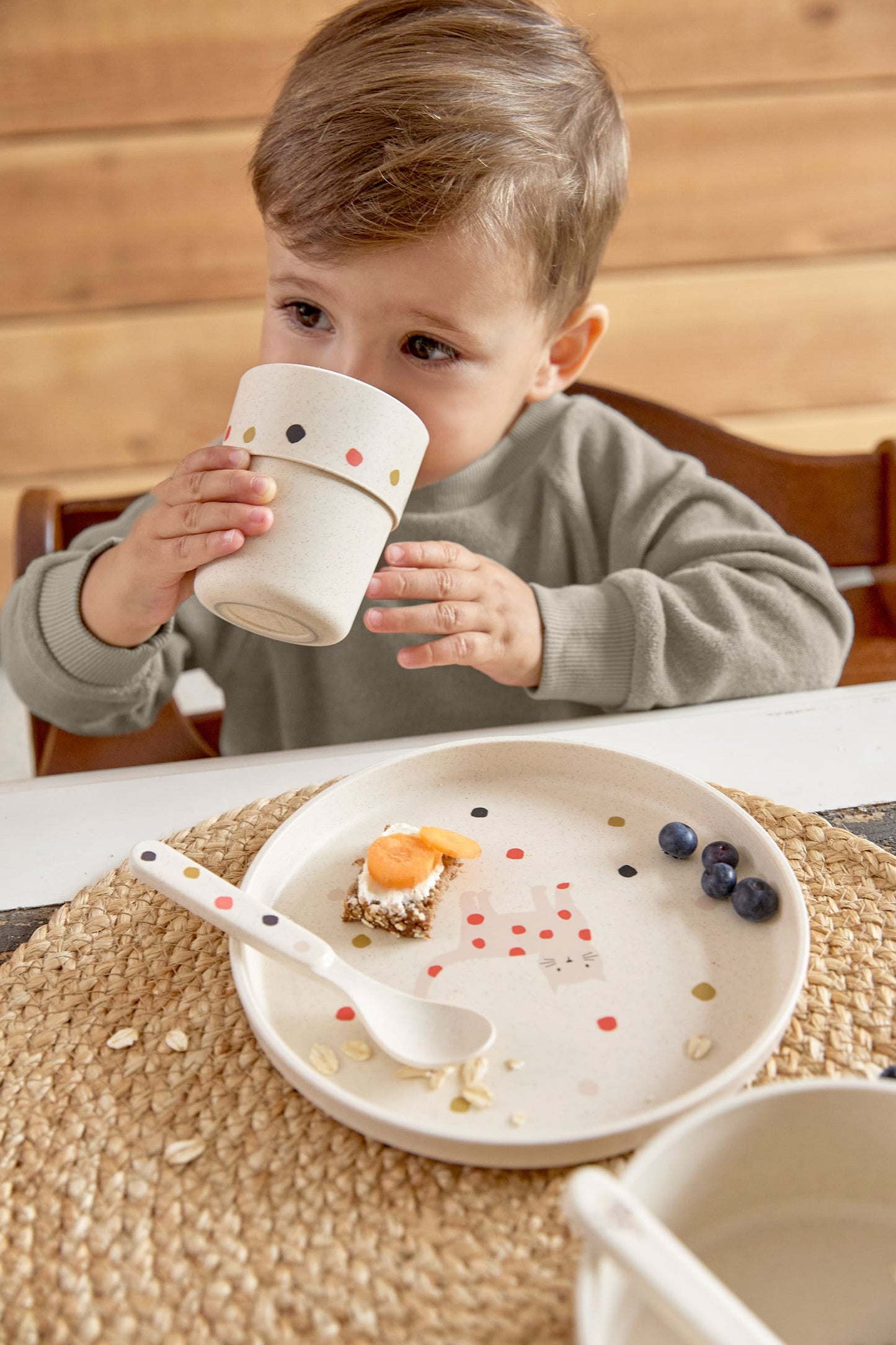 Dish Set PP/Cellulose Little Mateys spicy orange (Plate, Bowl, Mug, Spoon)